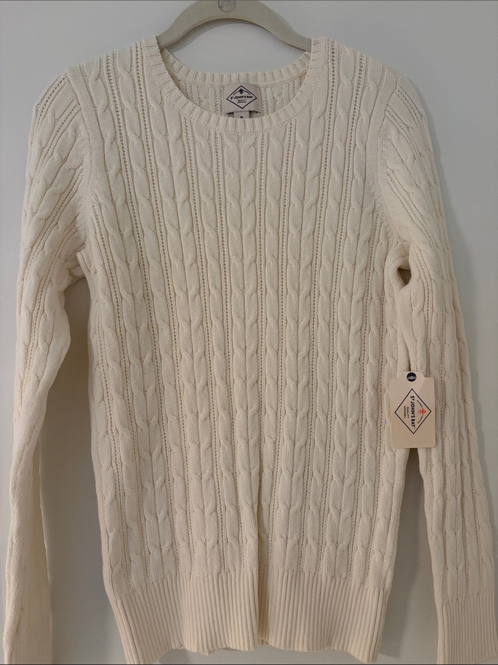 St. John's Bay Cream Cable-Knit Scoop Neck Sweater